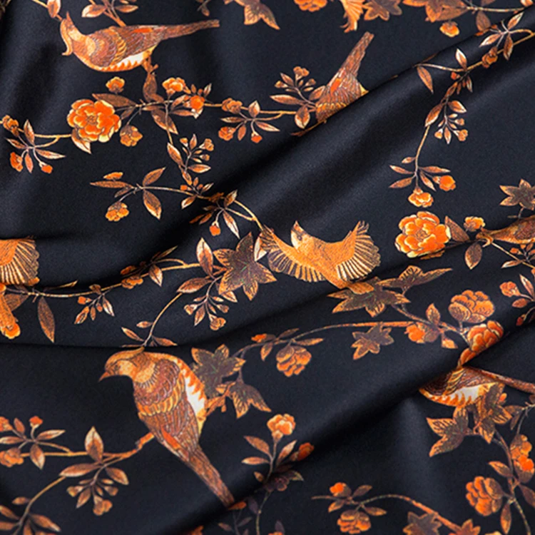 Digital Printed 19MM Silk Fabric 100% Mulberry Printed Silk Satin Fabric