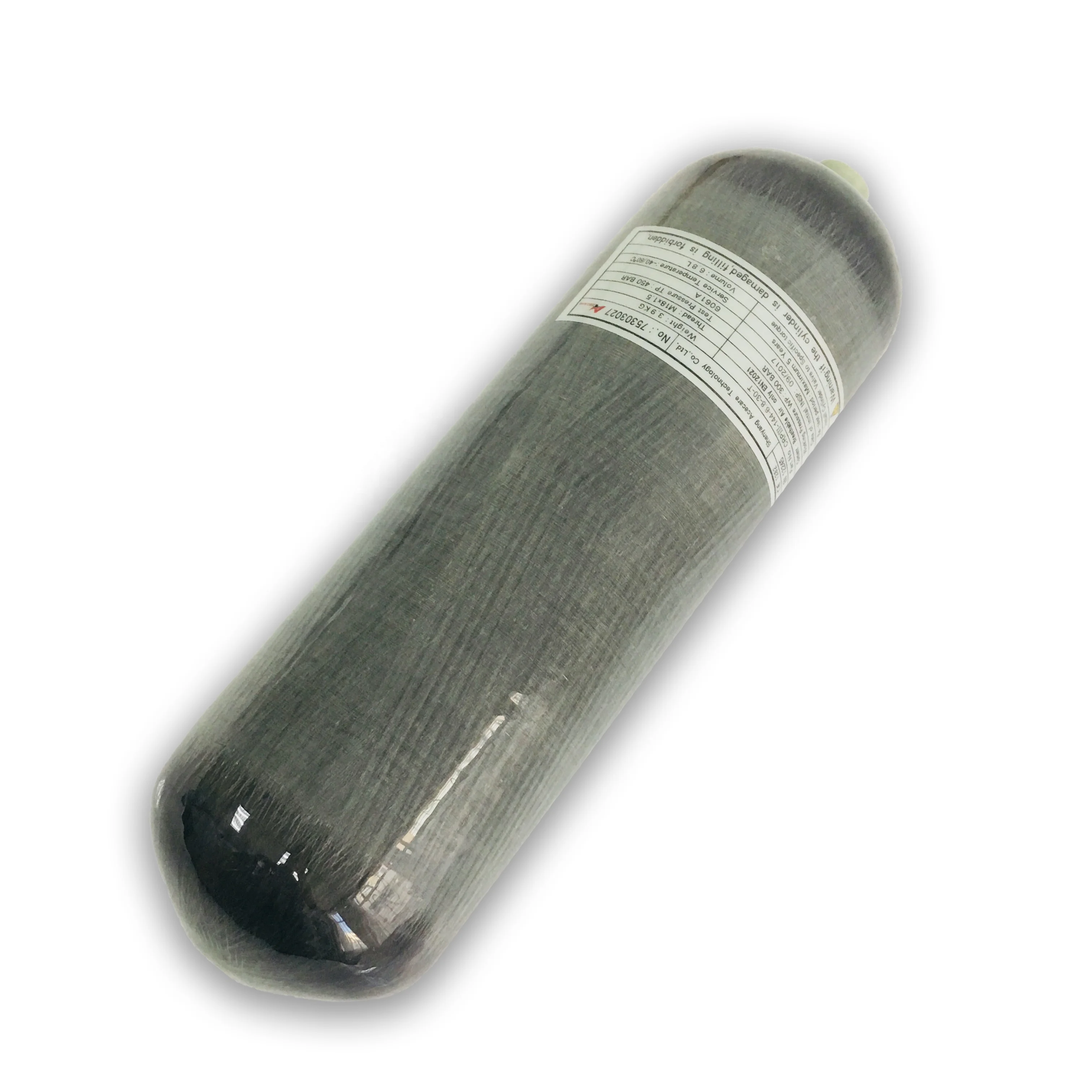 6.8 L Carbon Fiber Breathing Air Dive Gas Cylinder with 4500psi High Pressure