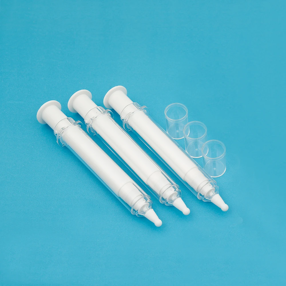 Hengsheng Factory supply custom white empty 10ml acrylic applicator smear type Syringe Bottle for cosmetic facial care