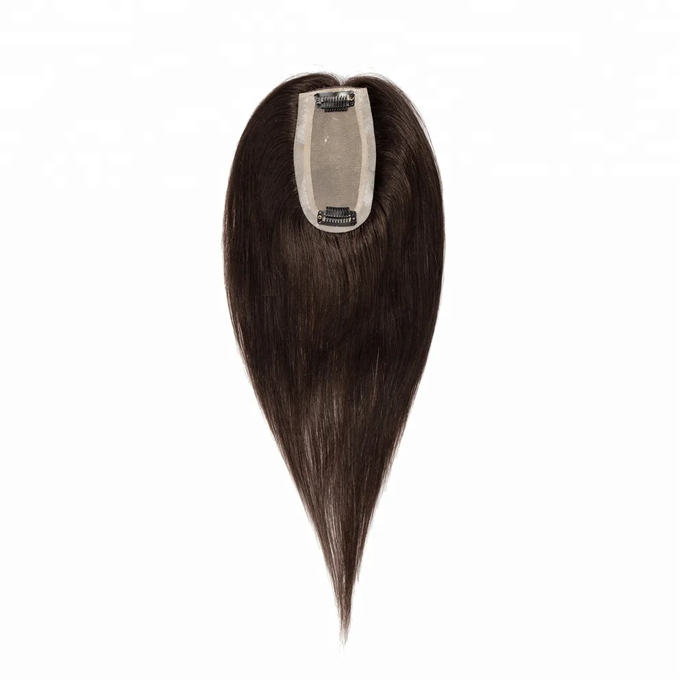 
13*6cm Mono base black brown color full silk top clip in human hair topper remy women toupee 