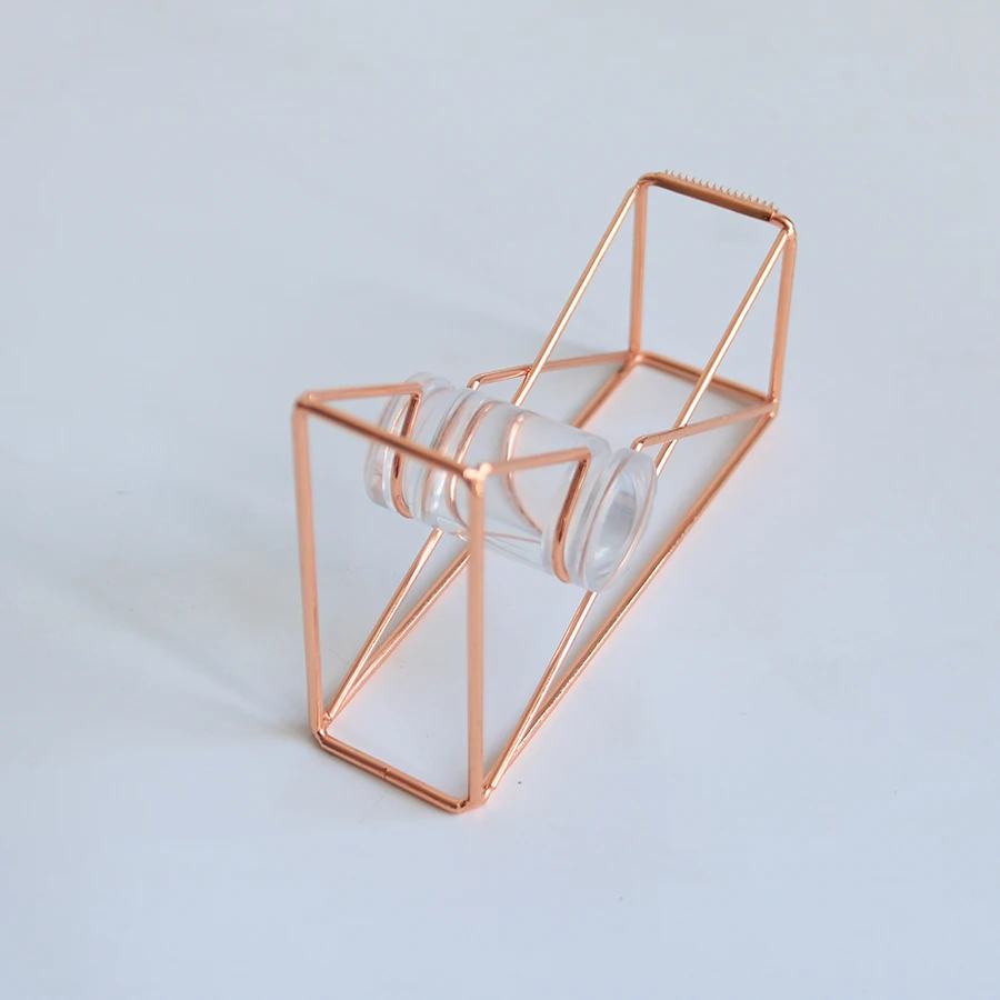 Amazon Hot-sale Office Supplies Stationery Mini Adhesive Tape Holder Rose Gold Metal Gummed Tape Dispenser For Paper