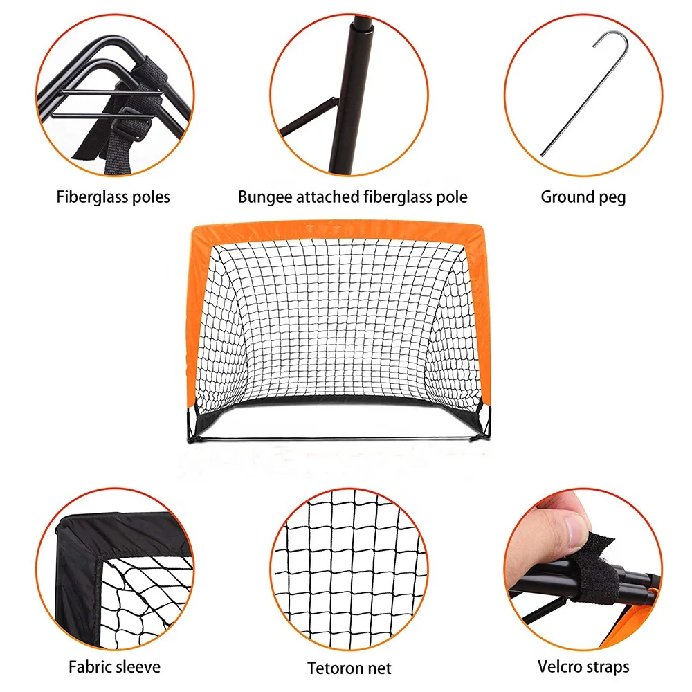 Portable  Easy Fold-up Soccer Goal Fiberglass Football Net For Kids