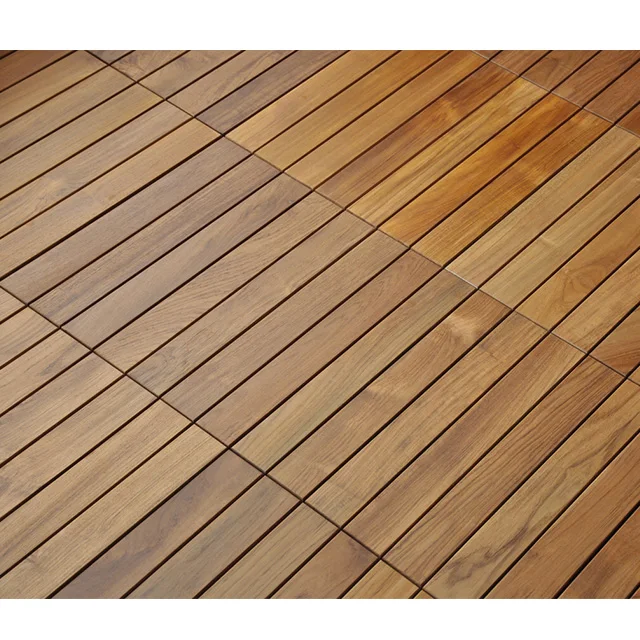 DIY Interlocking Deck Tiles Burma Teak Solid Wood Outdoor Garden Path Decking Tiles
