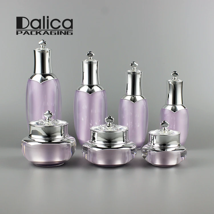 
New Style Luxury Cosmetic Elegant Crown Shape Lavender Acrylic Jar for Daily Skincare Lotion 