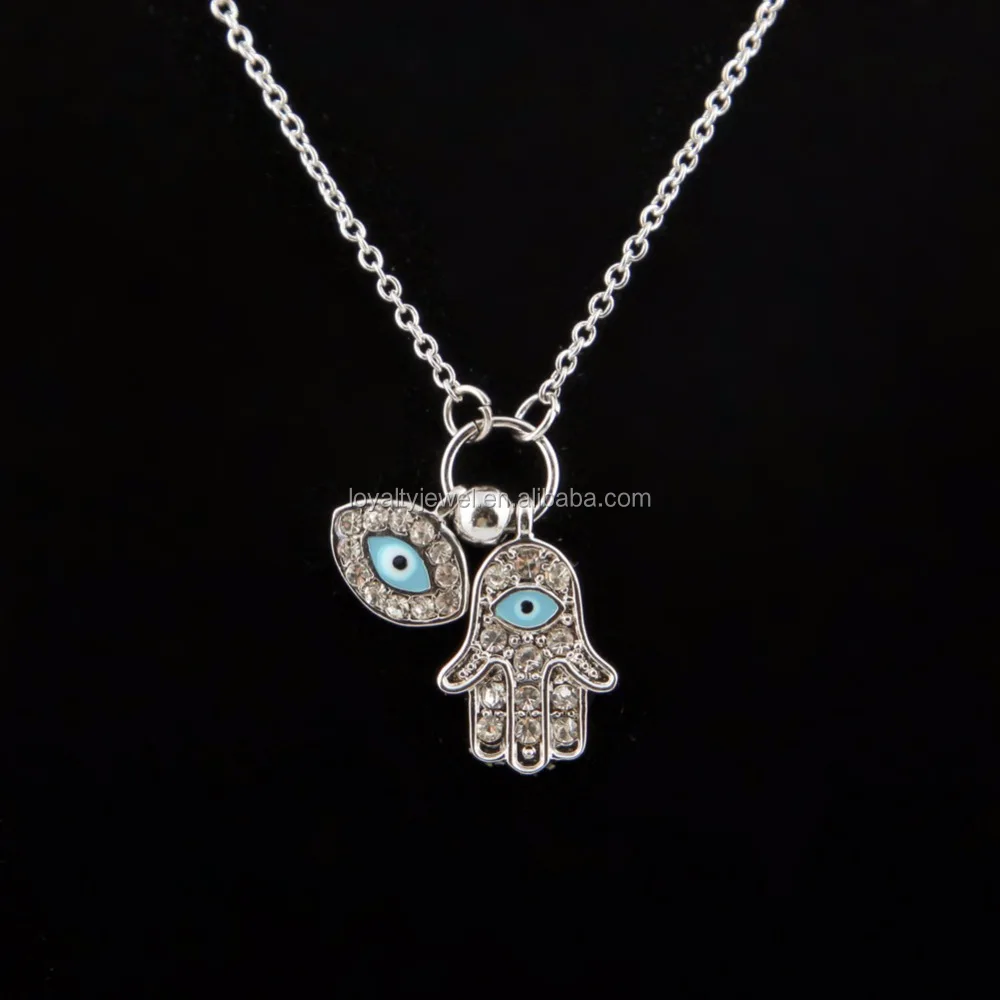 Hip hop necklace fashionable Egyptian Eye of Good Luck Fatima Hamsa Hand Pendant Necklace