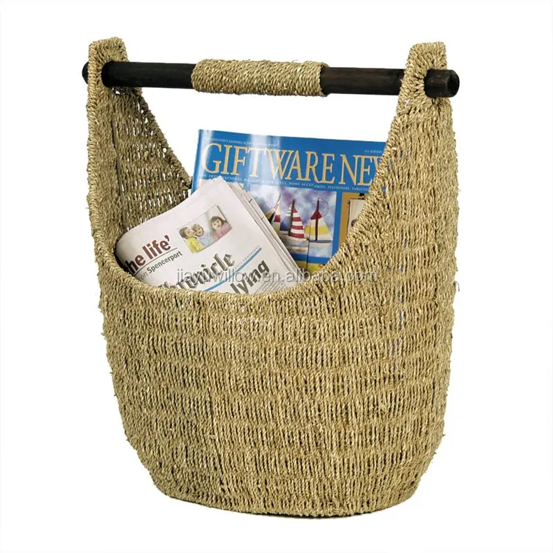 
Wholesale Large Sea Grass Basket with wood Handle 