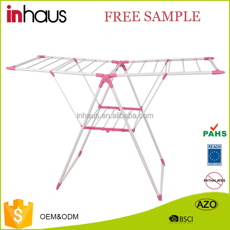 2017 Professional Factory Custom multi-purpose floor stand balcony plastic folding clothes drying rack space saving