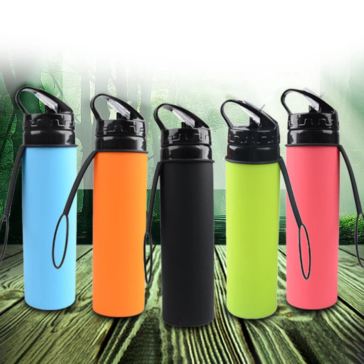 Wholesale outdoor gym silicone foldable water bottle sports