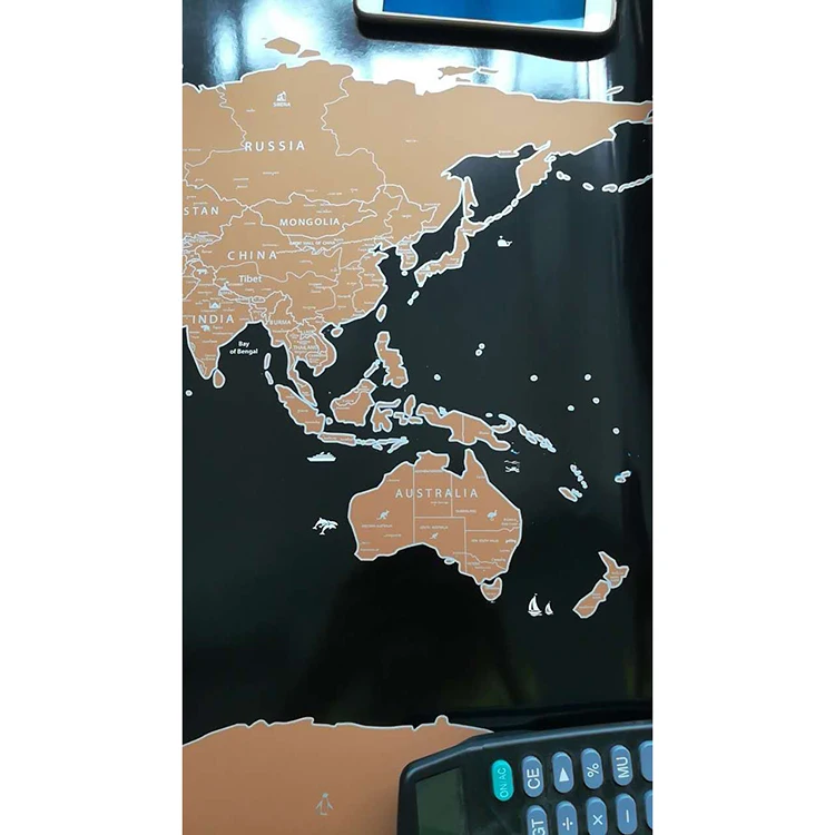 
New Promotion package size 62*5.5cm world map to scratch 