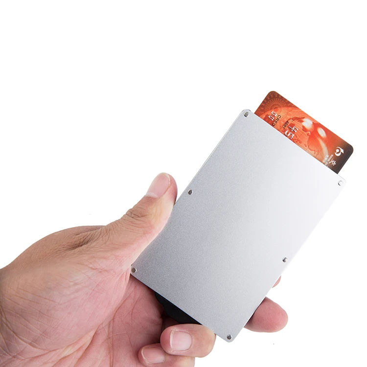 Aluminum RFID Blocking Wallet Thin Card Holder / Signal Safety Aluminum Card Protector