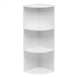3 Shelf Corner Bookshelf White