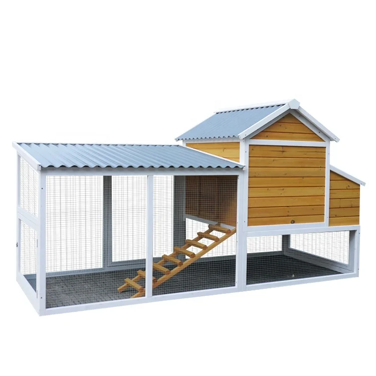 Waterproof Wooden Poultry folding tractor Pet Cage mobile duck House large run chicken coop with egg nesting for 8 birds