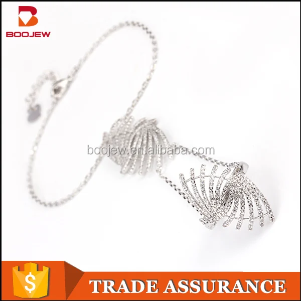 Boojew wholesale beautiful woman jewelry with white gold plated Indian high quality copper finger ring bracelets