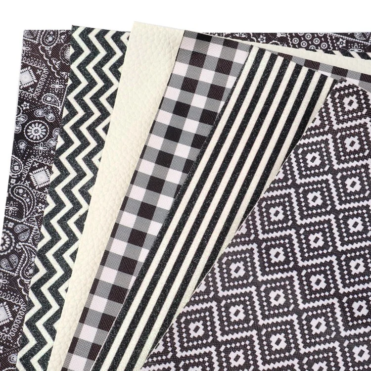 6 шт./компл. набор простыней из синтетической кожи с черно-белыми полосками и принтом в клетку 87532