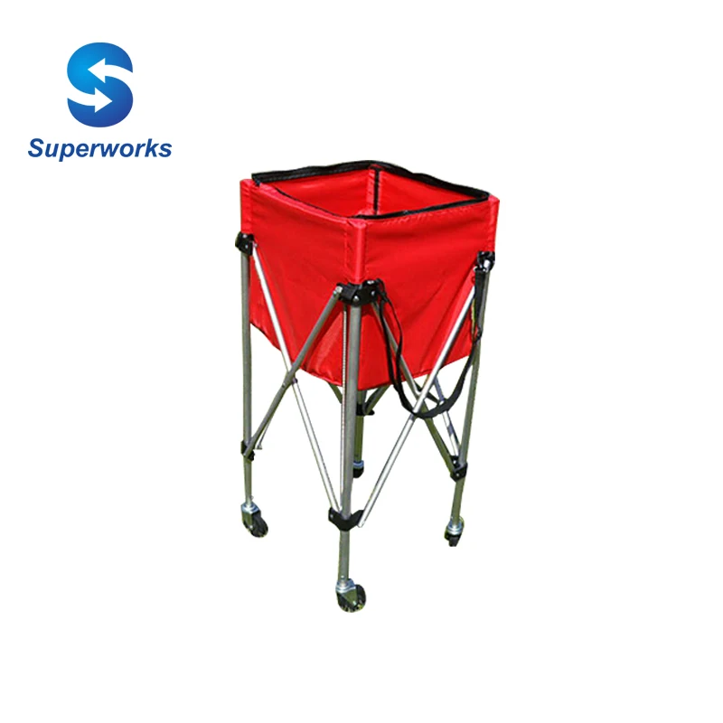 portable tennis ball cart folding tennis ball carrier with 4 wheels