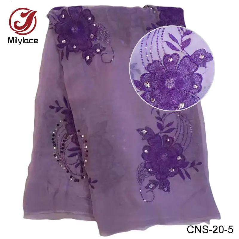 100% с цветочным принтом из крепа вышитым шёлком ткань органза камнями