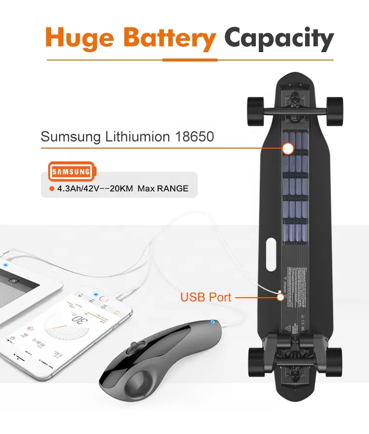 
IFASUN New arrival 2000w lithium battery boosted skateboard electric with foc mainboard 