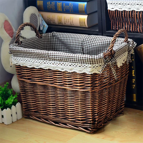 Wholesale cheap price rustic tote wicker storage hampers basket