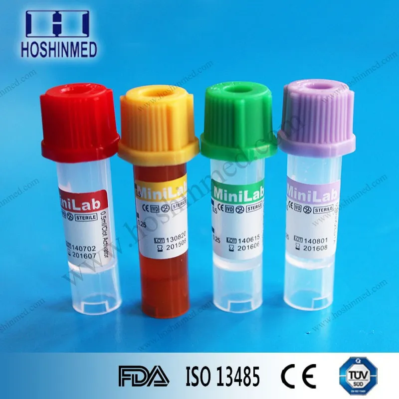 EO sterile non-vacuum disposable medical blood micro container