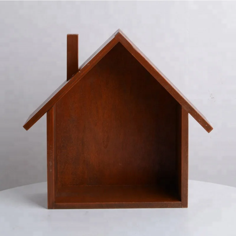 Floating House Shaped Wall Mount Wooden Shelf MDF wood wall mounted shelf