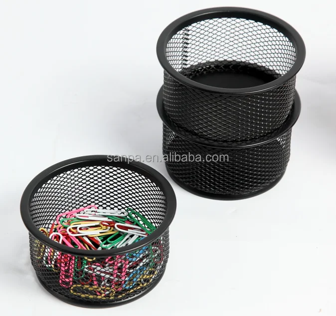 
Hot Design Fashion Desk Organizer Stackable Metal Wire Mesh Paperclips Holder 