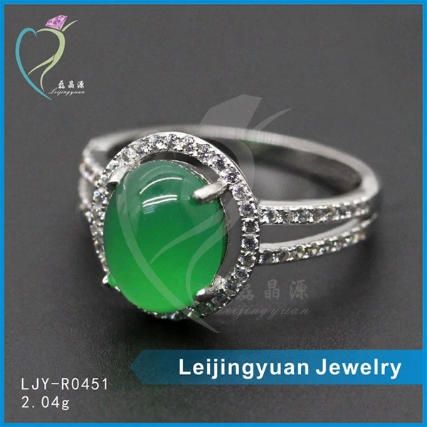 Лидер продаж на Alibaba, серебряное кольцо с зеленым нефритом