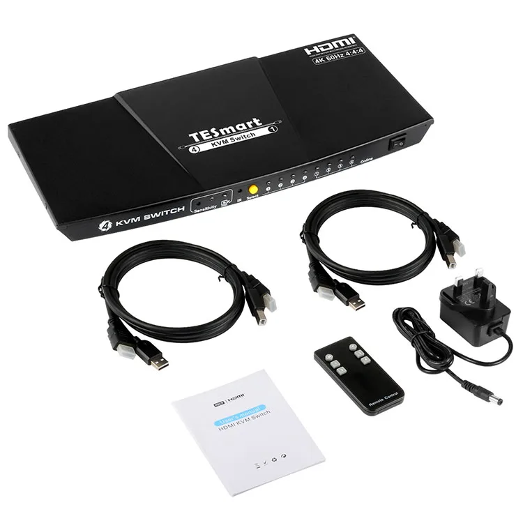 4K@60Hz HDR HDMI Switch 4 Port KVM Switch with 60 Hz HDMI