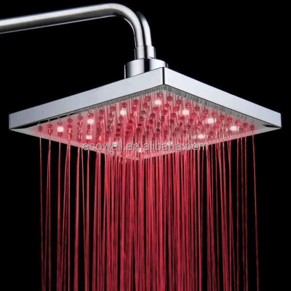 8 inch LED Color Bathroom Square Shower Head /Popular Chrome Rainfall LED Shower Head