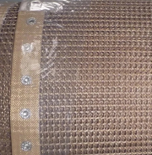 PTFE coated fiberglass fabric mesh conveyor belt 3.6*24.3m,  4x4mm mesh, bullnose connection