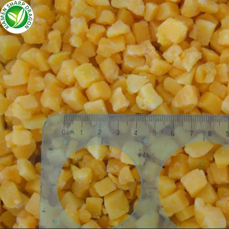  Экспорт желтых фруктов с кубиками iqf замороженный желтый персик для продажи