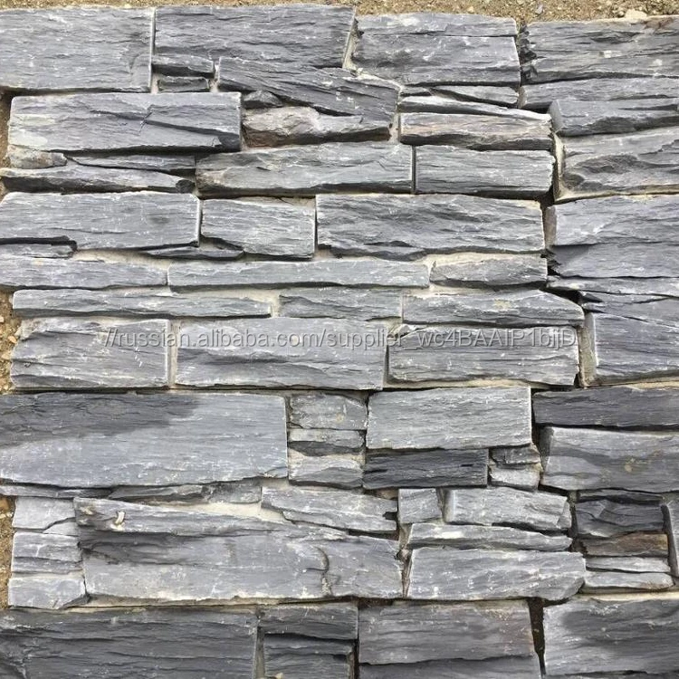 Черный сланец цемента ledgestone для интерьера и экстерьера 3D украшения стены