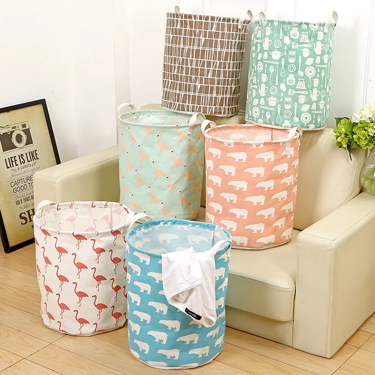 Customized folding waterproof fabric basket reusable home durable laundry basket