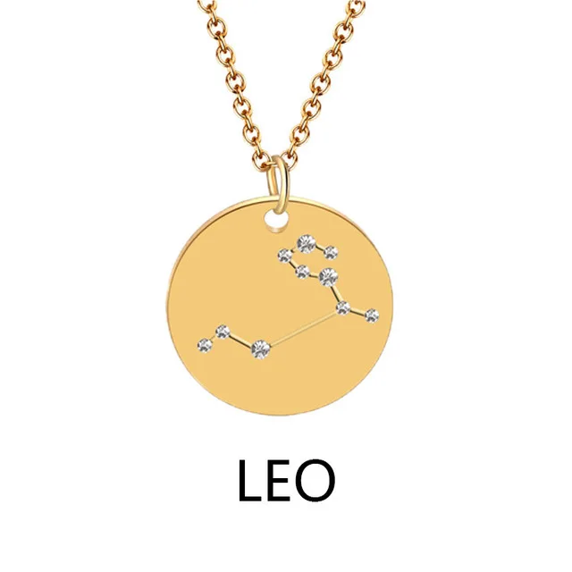 Hot Sale 2021 Fashion Jewelry 12 Zodiac Signs Necklace In Stock Sale High Quality Stainless Steel Pendant Necklace