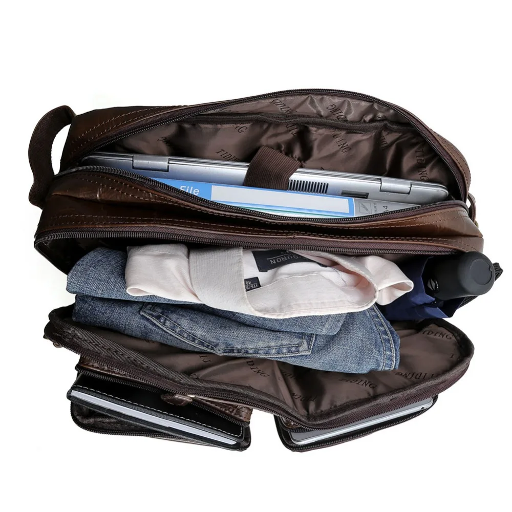 Tiding Brown Handmade Italian Top Grain Leather Handbag Briefcase Convertible Backpack Shoulder Laptop Computer Tote Bag