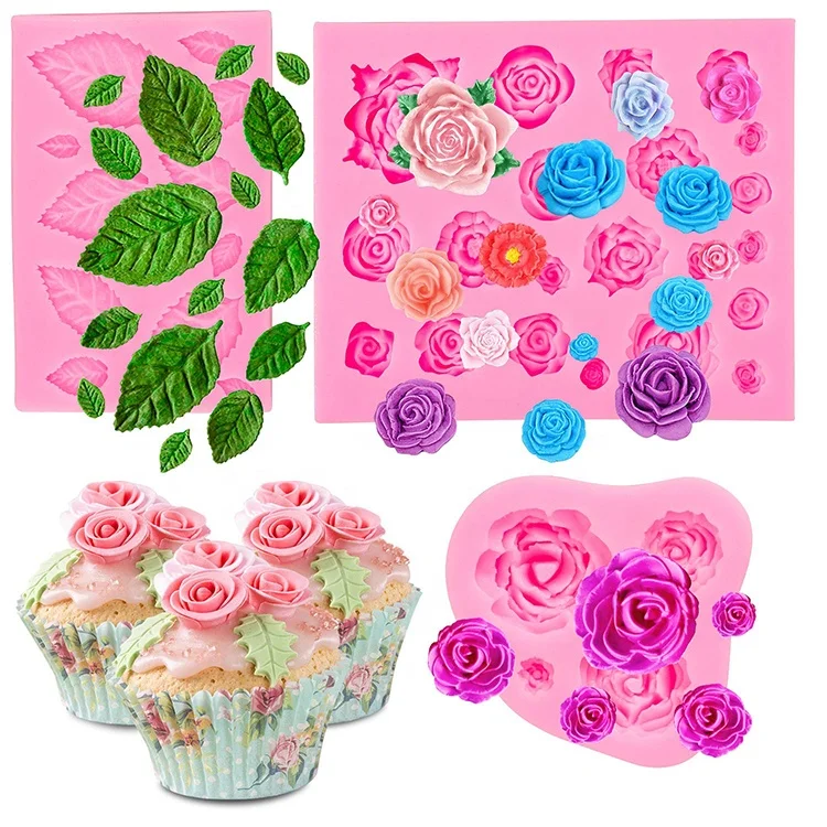 Leaf Cake Decoration Baking Tools for Wedding Birthday Party Silicone Rose Fondant Molds