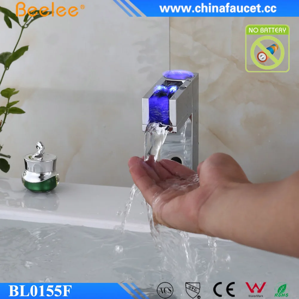 Beelee Brass Chrome Hand Free Automatic Water Faucet Auto Sensor LED Basin Taps