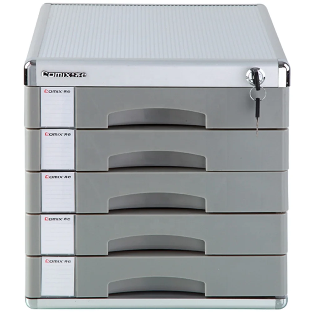 Comix 5 Drawers Fireproof Metal Filing Cabinet with Lock Desktop Stationery