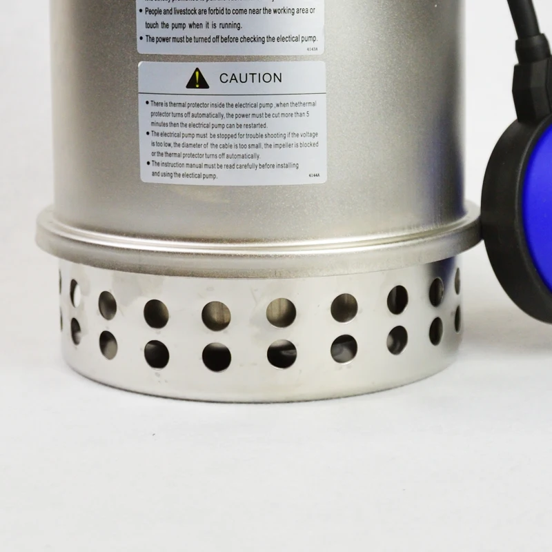 
1/3 hp compact structure clear water dirty water 1.25 inch outlet submersible stainless steel pump 