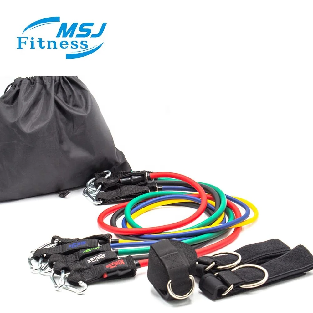 11pcs Fitness Latex Bands Resistance Tube Exercise Workout Bands Set