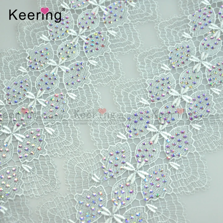 New design China Wholesale Decorative  Chemical Lace trim with ironning-on stone WLC-724
