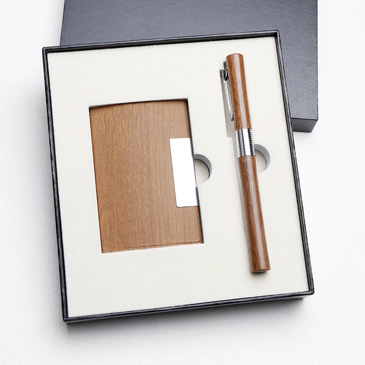 Wooden roller pen with card holder as a great gift set