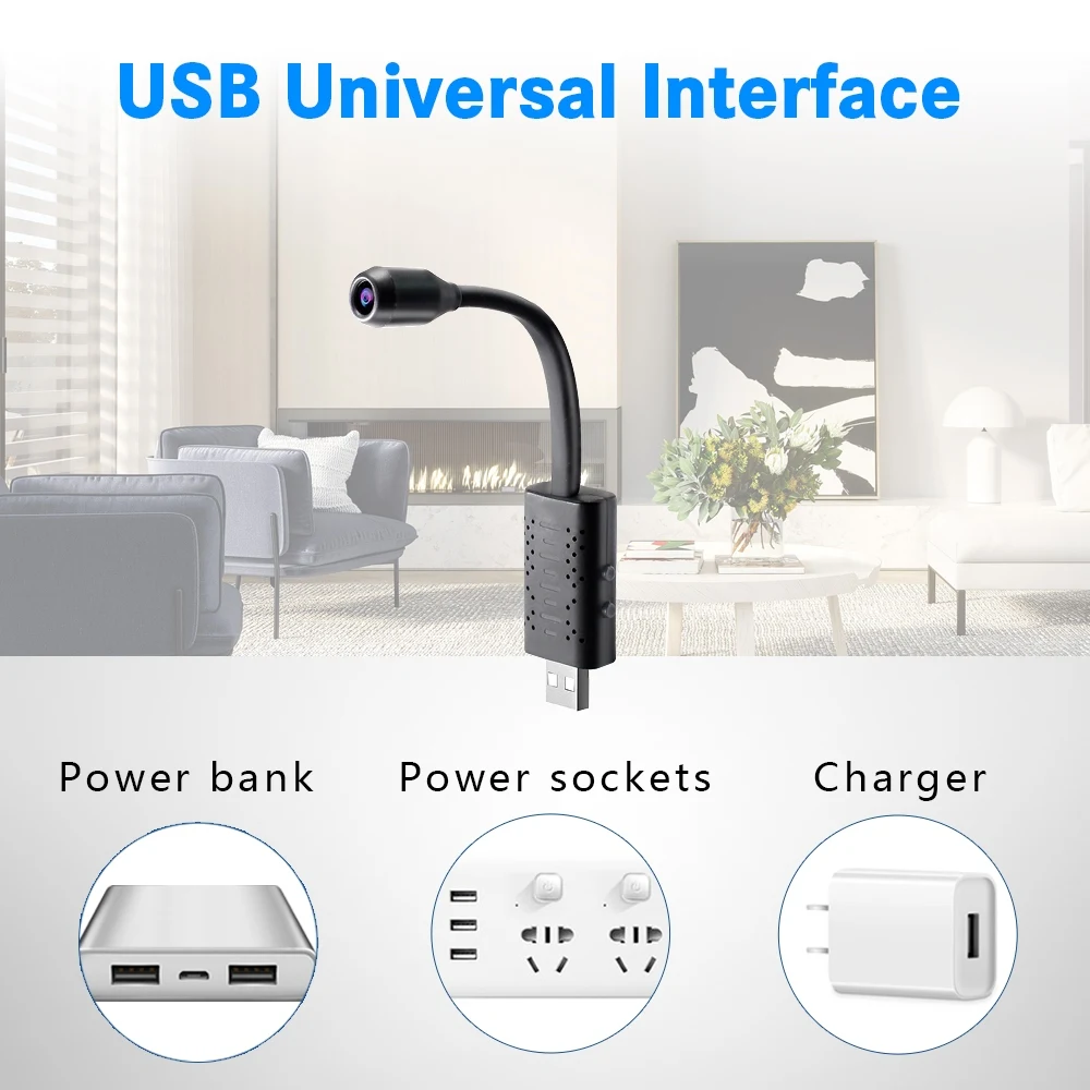 USB Charger Camera Mini PIR Video Recorder 100 View Angle