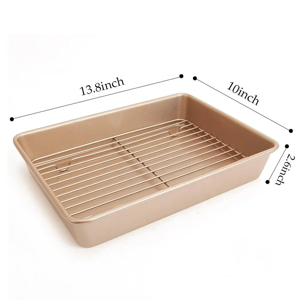 
13 Inch Large Roasting Pans Nonstick Deep Turkey Roaster with Flat Rack Deep Turkey Roaster with Flat Rack