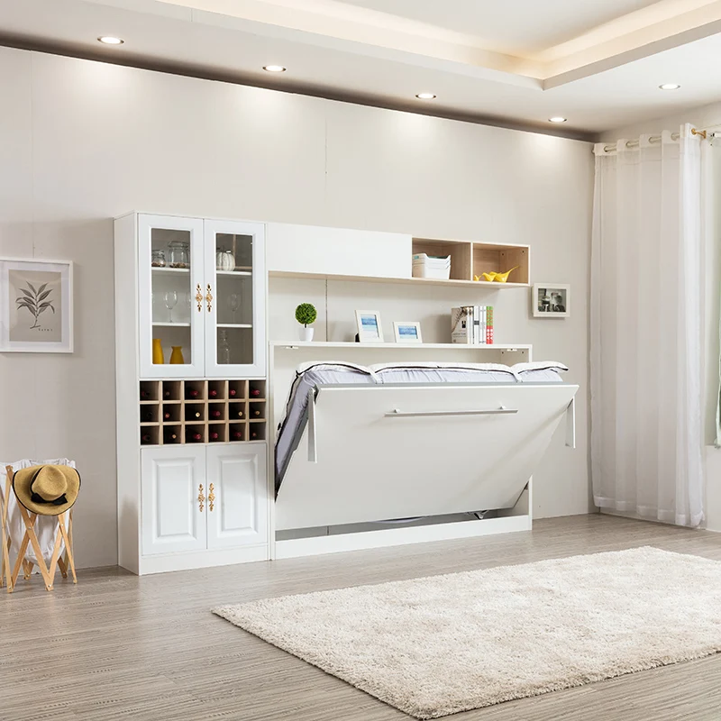 Widely used space saving adjustable murphy bed hardware beds bookshelf queen wall bed