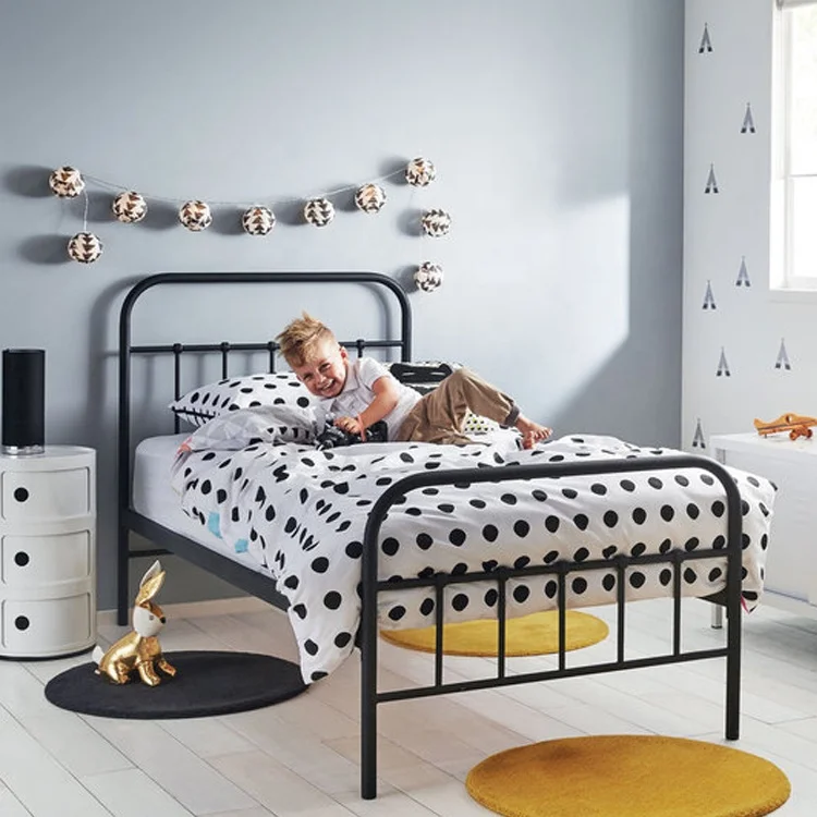 Best Selling Metal Frame Wooden Slats Kids Single Iron Bed Metal Children Bed