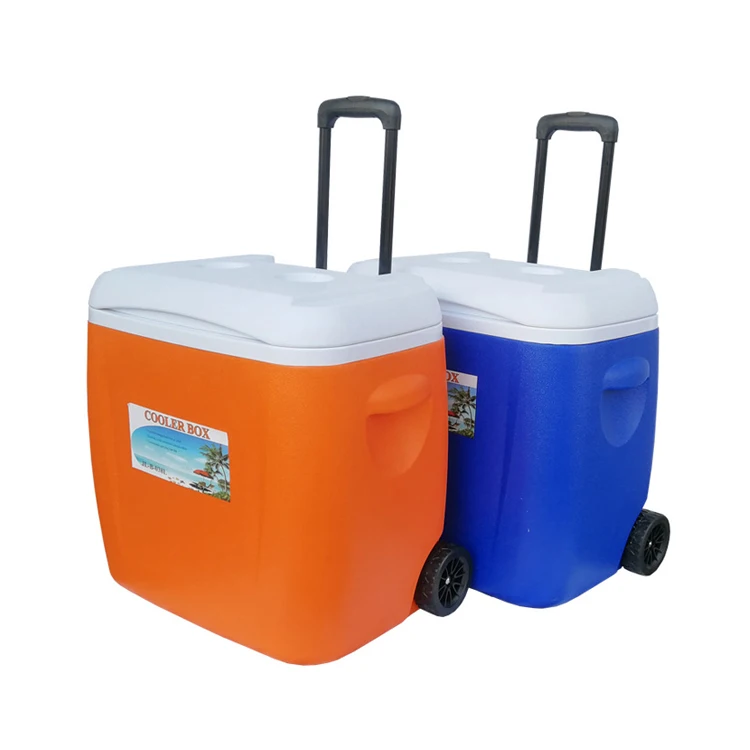 38L 28L 55L Food Grade Portable Insulation Camping Wheeled Ice Cooler Box