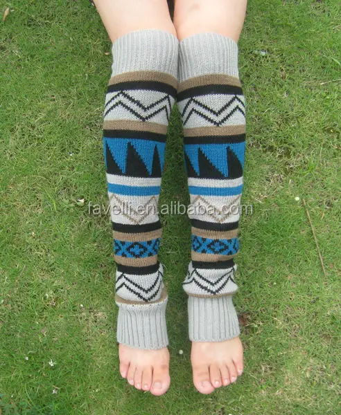 Модные жаккардовые вязаные ацтекские гетры для девочек