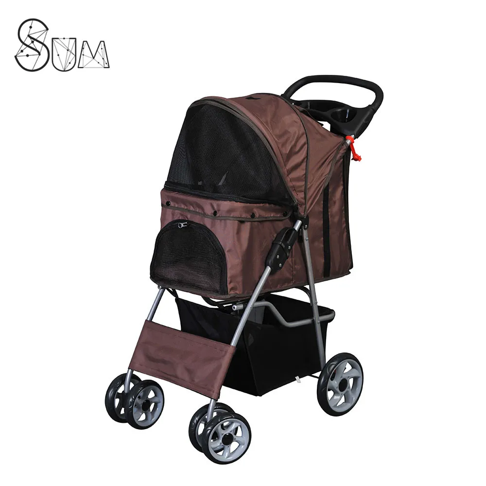 New Pet Stroller Cat Dog Cage 3 Wheels Stroller Travel Folding Carrier