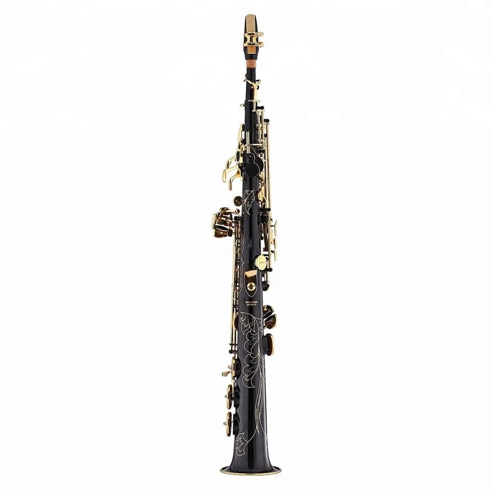 
Black Lacquer Gold Keys B Flat Bb Straight Soprano Saxophone 