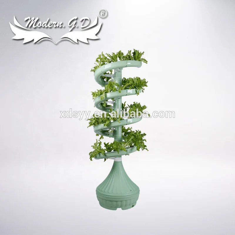Vertical Spiral shaped soilless agriculture growing vegetables hydroponic garden tower planter
